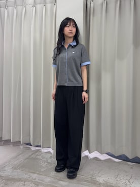 「SENSE OF PLACE by URBAN RESEARCH(センスオブプレイスバイアーバンリサーチ)の『洗濯可』シャツドッキングカーディガン(カーディガン/ボレロ、グレー系)」を使った、カワグチさん(レディース・164cm)の春コーディネート