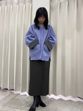 「アイテム（ノーカラーコート）」を使った、カワグチさん（レディース・164cm）の秋コーディネート