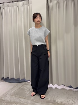 「SENSE OF PLACE by URBAN RESEARCH(センスオブプレイスバイアーバンリサーチ)のモチモチポンチTシャツ(Tシャツ/カットソー、グレー系)」を使った、カワグチさん(レディース・164cm)の夏コーディネート