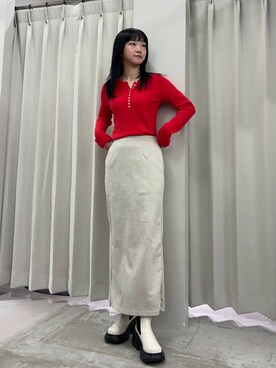 「SENSE OF PLACE by URBAN RESEARCH（センスオブプレイスバイアーバンリサーチ）のポンチタイトスカート（スカート）」を使った、カワグチさん（レディース・164cm）の冬コーディネート