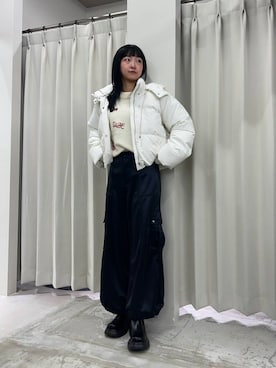 「SENSE OF PLACE by URBAN RESEARCH（センスオブプレイスバイアーバンリサーチ）の『消臭』サイドゴアボリュームソールブーツ（ブーツ）」を使った、カワグチさん（レディース・164cm）の冬コーディネート