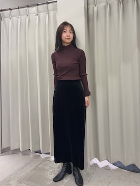 「SENSE OF PLACE by URBAN RESEARCH(センスオブプレイスバイアーバンリサーチ)の『一部WEB限定カラー』『洗濯可』抗ピルストレッチリブハイネックセーター(ニット/セーター、ブラウン系)」を使った、カワグチさん(レディース・164cm)の秋コーディネート
