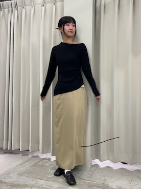 「SENSE OF PLACE by URBAN RESEARCH（センスオブプレイスバイアーバンリサーチ）のフロントポケットペンシルスカート（スカート）」を使った、カワグチさん（レディース・164cm）の冬コーディネート