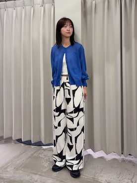 「SENSE OF PLACE by URBAN RESEARCH(センスオブプレイスバイアーバンリサーチ)のUVケアポケットシアーカーディガン(カーディガン/ボレロ、ブルー系)」を使った、カワグチさん(レディース・164cm)の夏コーディネート
