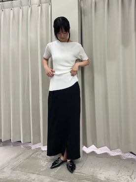 「SENSE OF PLACE by URBAN RESEARCH（センスオブプレイスバイアーバンリサーチ）の『UR TECH DRYLUXE』リネンライクスリットタイトスカート（スカート）」を使った、カワグチさん（レディース・164cm）の夏コーディネート