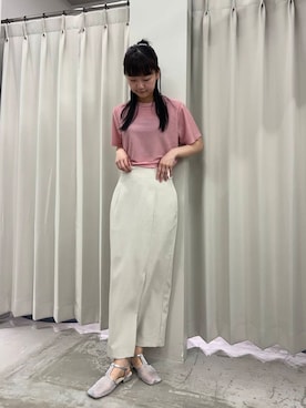 「SENSE OF PLACE by URBAN RESEARCH（センスオブプレイスバイアーバンリサーチ）の『UR TECH DRYLUXE』リネンライクスリットタイトスカート（スカート）」を使った、カワグチさん（レディース・164cm）の春コーディネート