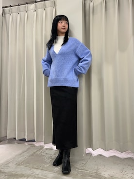 「SENSE OF PLACE by URBAN RESEARCH（センスオブプレイスバイアーバンリサーチ）のポンチタイトスカート（スカート）」を使った、カワグチさん（レディース・164cm）の冬コーディネート