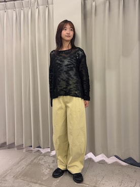 「SENSE OF PLACE by URBAN RESEARCH(センスオブプレイスバイアーバンリサーチ)の『洗濯可』ローゲージスラブニット(ニット/セーター、ブラック系)」を使った、カワグチさん(レディース・164cm)の秋コーディネート