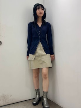 「SENSE OF PLACE by URBAN RESEARCH（センスオブプレイスバイアーバンリサーチ）のパッチワークVネックカーディガン（カーディガン/ボレロ）」を使った、カワグチさん（レディース・164cm）の秋コーディネート