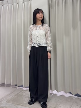 「SENSE OF PLACE by URBAN RESEARCH(センスオブプレイスバイアーバンリサーチ)のデイジーレースブラウス(シャツ/ブラウス、ホワイト系)」を使った、カワグチさん(レディース・164cm)の春コーディネート