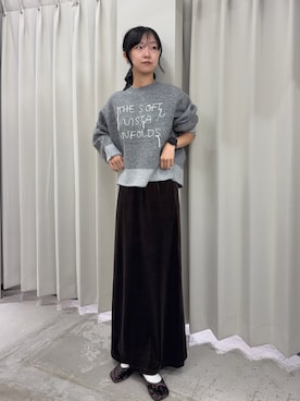 「アイテム（バレエシューズ、ブラウン系）」を使った、カワグチさん（レディース・164cm）の秋コーディネート