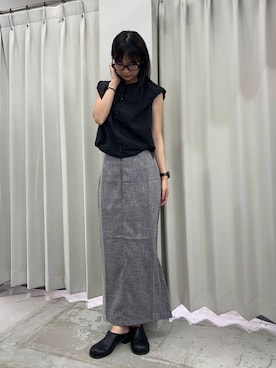 「アイテム（スリッポン）」を使った、カワグチさん（レディース・164cm）の夏コーディネート