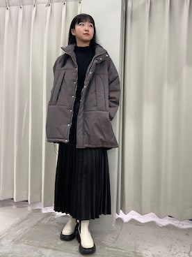 「SENSE OF PLACE by URBAN RESEARCH（センスオブプレイスバイアーバンリサーチ）の『消臭』サイドゴアボリュームソールブーツ（ブーツ）」を使った、カワグチさん（レディース・164cm）の冬コーディネート