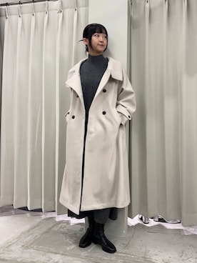 「アイテム（ステンカラーコート）」を使った、カワグチさん（レディース・164cm）の秋コーディネート