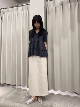 「SENSE OF PLACE by URBAN RESEARCH（センスオブプレイスバイアーバンリサーチ）のアイテム（スカート）」を使った、カワグチさん（レディース・164cm）の夏コーディネート