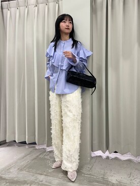 「SENSE OF PLACE by URBAN RESEARCH（センスオブプレイスバイアーバンリサーチ）のフリンジイージーパンツ（その他パンツ）」を使った、カワグチさん（レディース・164cm）の春コーディネート
