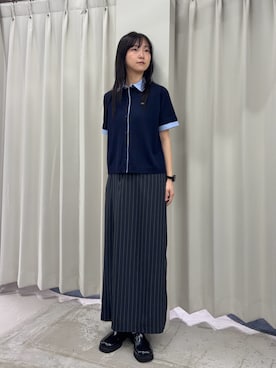 「SENSE OF PLACE by URBAN RESEARCH(センスオブプレイスバイアーバンリサーチ)の『洗濯可』シャツドッキングカーディガン(カーディガン/ボレロ、ブルー系)」を使った、カワグチさん(レディース・164cm)の春コーディネート