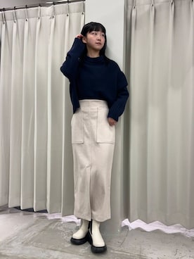 「SENSE OF PLACE by URBAN RESEARCH（センスオブプレイスバイアーバンリサーチ）の『消臭』サイドゴアボリュームソールブーツ（ブーツ）」を使った、カワグチさん（レディース・164cm）の冬コーディネート