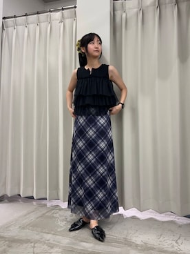 「SENSE OF PLACE by URBAN RESEARCH（センスオブプレイスバイアーバンリサーチ）のアイテム（スカート）」を使った、カワグチさん（レディース・164cm）の夏コーディネート