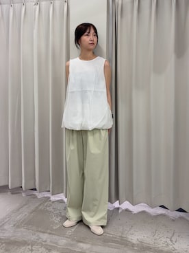 「SENSE OF PLACE by URBAN RESEARCH(センスオブプレイスバイアーバンリサーチ)のショルダータックバルーンブラウス(シャツ/ブラウス、ホワイト系)」を使った、カワグチさん(レディース・164cm)の春コーディネート
