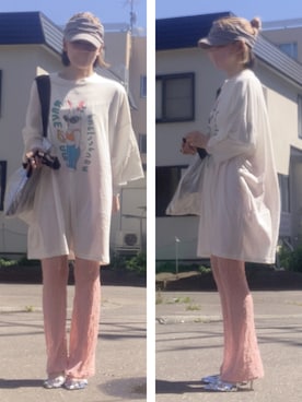 「アイテム（サンバイザー）」を使った、ニャン@whitemaskさん（レディース・160cm）の夏コーディネート