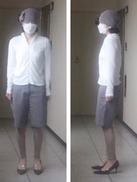 「ハーフパンツ」｜「アイテム（レギンス/スパッツ、グレー系）」を使った、ニャン@whitemaskさん（レディース・160cm）の夏コーディネート
