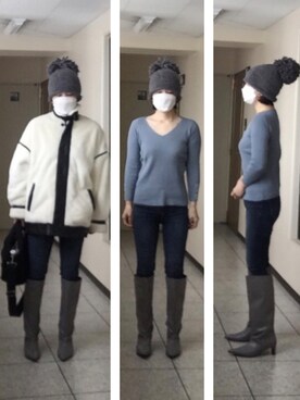 「polcadot」｜ニャン@whitemaskさん（レディース・160cm）の冬コーディネート