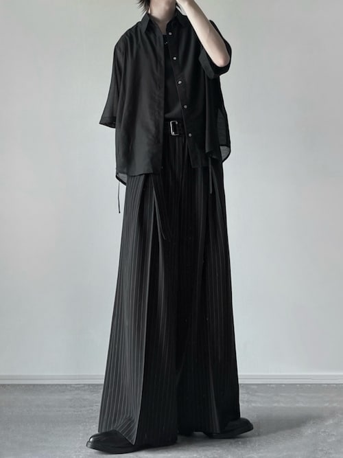 セール】two tuck belt 'hakama' wide slacks / ツータックベルト