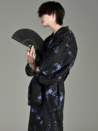 「ADRER(アドラー)のyukata 5 set / 浴衣 5点セット (浴衣・帯・下駄・扇子・巾着)(浴衣)」を使った、犬飼京 inukai keiさん(メンズ・183cm)の夏コーディネート