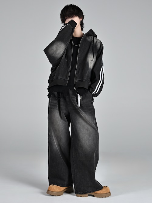 セール】line sleeve track zip parker jacket / ラインスリーブ