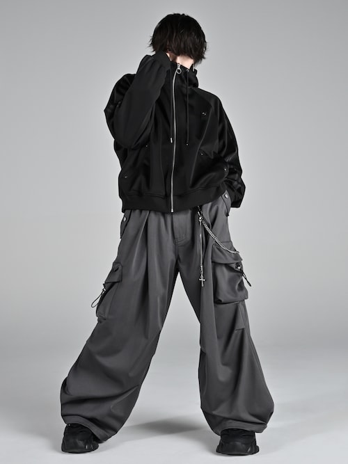 セール】line sleeve track zip parker jacket / ラインスリーブ