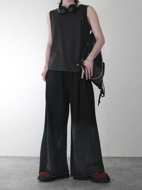 Waffle Layered Cropped Tank Top / Absorbent Quick Dry / ワッフル