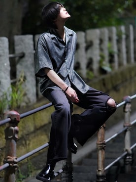 「ADRER（アドラー）のアイテム（リング）」を使った、犬飼京 inukai keiさん（メンズ・183cm）の春コーディネート