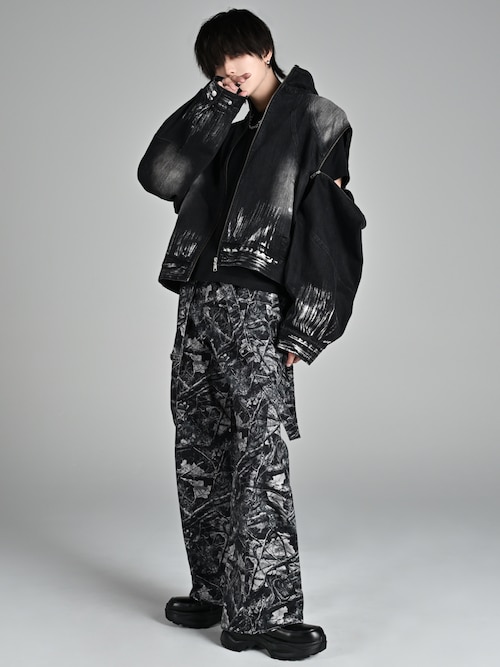 3way zip sleeve blast denim blouson / 3ウェイジップスリーブ