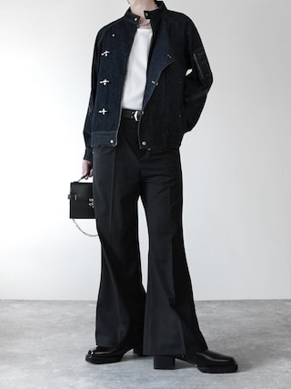「ADRER(アドラー)のExtra Quality TR Flare Slacks / エクストラクオリティ TR フレアスラックス(スラックス)」を使った、犬飼京 inukai keiさん(メンズ・183cm)の秋コーディネート