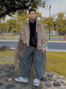 「SMGのアイテム（パンツ）」を使った、Chenさん（メンズ・174cm）の秋コーディネート