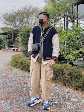 「SMGのアイテム（パンツ）」を使った、Chenさん（メンズ・174cm）の冬コーディネート