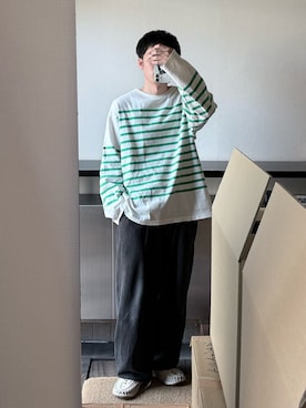 OUTILのアイテムを使った「バスクシャツ」の人気ファッション