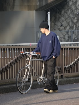 「COMESANDGOES（カムズアンドゴーズ）のアイテム（ニットキャップ/ビーニー、ブラック系）」を使った、taigaさん（メンズ・165cm）の夏コーディネート