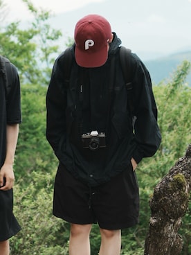 「'47（フォーティーセブン）のMLB公認 ’47BRAND CLEAN UP CAP クリーナップキャップ BBCAP（キャップ、レッド系）」を使った、taigaさん（メンズ・165cm）の夏コーディネート
