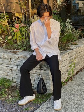 「BASQUE magenta（バスクマゼンタ）のアイテム（スラックス）」を使った、taigaさん（メンズ・165cm）の秋コーディネート