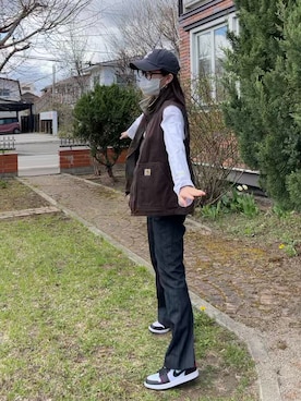 「Carhartt（カーハート）のアイテム（ジャケット/アウター）」を使った、r27さん（レディース・160cm）の春コーディネート