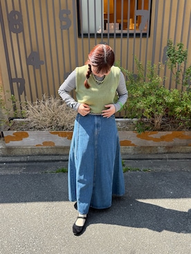 「アイテム（ベスト、グリーン系）」を使った、アさん（レディース・156cm）の秋コーディネート