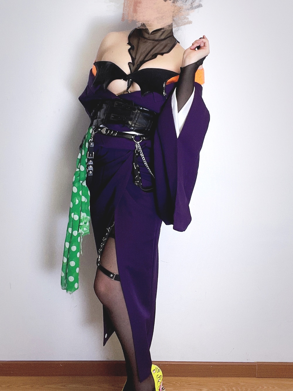「着物、kimono」｜「IRON FISTのアイテム（パンプス、グリーン系）」を使った、瓴子酱さん（レディース・168cm）の秋コーディネートの1枚目の写真