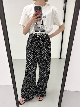 「花柄パンツ」｜スズノさん（レディース・162cm）の夏コーディネート