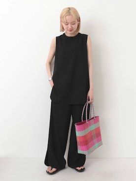 「RODE SKO」｜「アイテム（オールインワン・サロペット）」を使った、スズノさん（レディース・162cm）の夏コーディネート