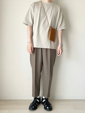 「くすみカラー」｜「アイテム（ボディバッグ/ウエストポーチ）」を使った、こんさん（メンズ・172cm）の夏コーディネート
