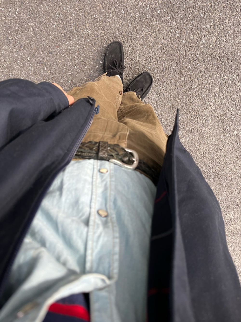 「burberry、JUNYA WATANABE MAN、saint james」｜「Clarksのアイテム（その他シューズ、ブラック系）」を使った、Taka_Koboさん（メンズ・165cm）の冬コーディネートの1枚目の写真