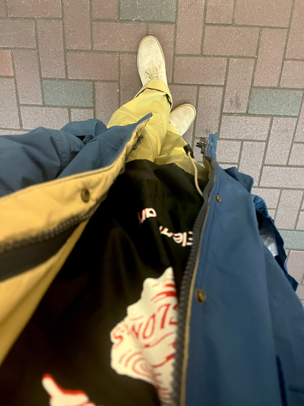 「LLBean、clarks、カラーダウン」｜「Clarksのアイテム（ブーツ、ベージュ系）」を使った、Taka_Koboさん（メンズ・165cm）の冬コーディネートの1枚目の写真