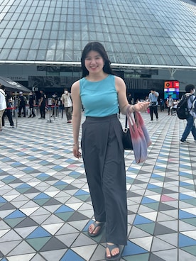 「ラップパンツ」｜「アイテム（スラックス）」を使った、しゃかりき・リラックスさん（レディース・159cm）の夏コーディネート